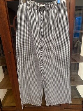 Aritzia CruiseLinen lodge pant- Black and White Gingham Wide Leg Pants